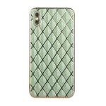 For iPhone X / XS Electroplated Rhombic Pattern Sheepskin TPU Protective Case(Avocado Green)