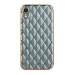 For iPhone XR Electroplated Rhombic Pattern Sheepskin TPU Protective Case(Grey Green)