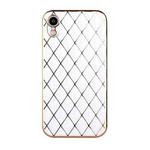 For iPhone XR Electroplated Rhombic Pattern Sheepskin TPU Protective Case(White)