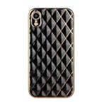 For iPhone XR Electroplated Rhombic Pattern Sheepskin TPU Protective Case(Black)