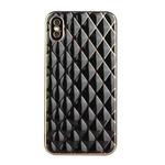For iPhone XS Max Electroplated Rhombic Pattern Sheepskin TPU Protective Case(Black)