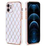 For iPhone 11 Electroplated Rhombic Pattern Sheepskin TPU Protective Case (White)