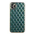 For iPhone 11 Pro Electroplated Rhombic Pattern Sheepskin TPU Protective Case (Dark Green)