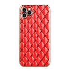For iPhone 11 Pro Max Electroplated Rhombic Pattern Sheepskin TPU Protective Case (Red)