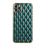 For iPhone 11 Pro Max Electroplated Rhombic Pattern Sheepskin TPU Protective Case (Dark Green)
