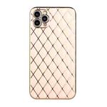 For iPhone 11 Pro Max Electroplated Rhombic Pattern Sheepskin TPU Protective Case (Pink)