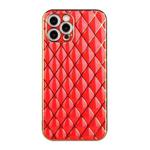 For iPhone 12 Pro Electroplated Rhombic Pattern Sheepskin TPU Protective Case(Red)