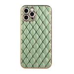 For iPhone 12 Pro Electroplated Rhombic Pattern Sheepskin TPU Protective Case(Avocado Green)
