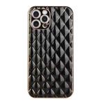 For iPhone 12 Pro Max Electroplated Rhombic Pattern Sheepskin TPU Protective Case(Black)