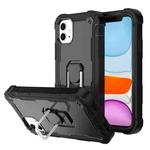 For iPhone 11 PC + Rubber 3-layers Shockproof Protective Case with Rotating Holder (Black)