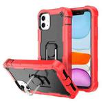 For iPhone 11 PC + Rubber 3-layers Shockproof Protective Case with Rotating Holder (Red + Black)