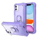 For iPhone 11 PC + Rubber 3-layers Shockproof Protective Case with Rotating Holder (Purple)