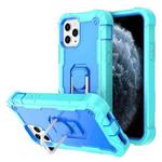 For iPhone 11 Pro PC + Rubber 3-layers Shockproof Protective Case with Rotating Holder (Mint Green + Blue)