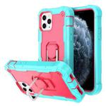 For iPhone 11 Pro PC + Rubber 3-layers Shockproof Protective Case with Rotating Holder (Mint Green + Rose Red)