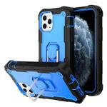 For iPhone 11 Pro PC + Rubber 3-layers Shockproof Protective Case with Rotating Holder (Black + Blue)