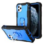 For iPhone 11 Pro Max PC + Rubber 3-layers Shockproof Protective Case with Rotating Holder (Black + Blue)