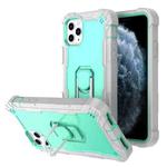 For iPhone 11 Pro Max PC + Rubber 3-layers Shockproof Protective Case with Rotating Holder (Grey White + Mint Green)