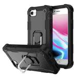 For iPhone SE 2022 / SE 2020 / 8 / 7 PC + Rubber 3-layers Shockproof Protective Case with Rotating Holder(Black)