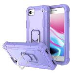 For iPhone SE 2022 / SE 2020 / 8 / 7 PC + Rubber 3-layers Shockproof Protective Case with Rotating Holder(Purple)