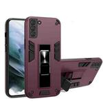 For Samsung Galaxy S21+ 5G 2 in 1 PC + TPU Shockproof Protective Case with Invisible Holder(Wine Red)