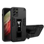 For Samsung Galaxy S21 Ultra 5G 2 in 1 PC + TPU Shockproof Protective Case with Invisible Holder(Black)