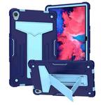 For Lenovo Tab P11 (Tab-J606F) T-shaped Bracket Contrast Color Shockproof PC + Silicone Flat Protective Case(Navy Blue + Blue)