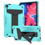 For Lenovo Tab P11 (Tab-J606F) T-shaped Bracket Contrast Color Shockproof PC + Silicone Flat Protective Case(Mint Green + Black)