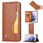 For Samsung Galaxy S21 FE Knead Skin Texture Horizontal Flip Leather Case with Photo Frame & Holder & Card Slots & Wallet(Brown)