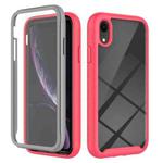 For iPhone XR Starry Sky Solid Color Series Shockproof PC + TPU Case with PET Film(Rose Red)