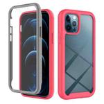 For iPhone 12 / 12 Pro Starry Sky Solid Color Series Shockproof PC + TPU Case with PET Film(Rose Red)