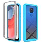 For Motorola Moto G Play(2021) Starry Sky Solid Color Series Shockproof PC + TPU Case with PET Film(Sky Blue)