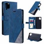 For Samsung Galaxy A12 Skin Feel Splicing Horizontal Flip Leather Case with Holder & Card Slots & Wallet & Photo Frame(Blue)