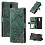 For Nokia 2.4 Skin Feel Splicing Horizontal Flip Leather Case with Holder & Card Slots & Wallet & Photo Frame(Green)