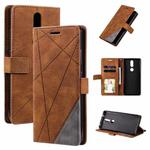 For Nokia 2.4 Skin Feel Splicing Horizontal Flip Leather Case with Holder & Card Slots & Wallet & Photo Frame(Brown)