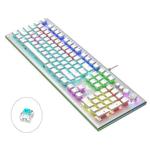 AULA S2096 108 Keys USB Flank Cool Light Mechanical Gaming Keyboard, Blue Shaft(Silver White)