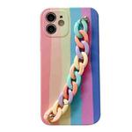 For iPhone 12 Rainbow Shockproof Protective Case with Rainbow Bracelet(B)