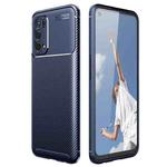 For OPPO A74 5G Carbon Fiber Texture Shockproof TPU Case(Blue)