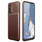 For OPPO A74 5G Carbon Fiber Texture Shockproof TPU Case(Brown)