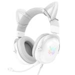 ONIKUMA X11 Cat Ear Design RGB LED Light Wired Gaming Headset with Mic (White)