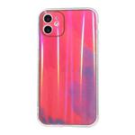 For iPhone 11 IMD Rendering Watercolor Aurora Pattern Shockproof TPU + PC Protective Case (Purple and Red)