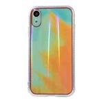 For iPhone XR IMD Rendering Watercolor Aurora Pattern Shockproof TPU + PC Protective Case(Autumn Leaves Yellow)