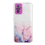 For Xiaomi Redmi Note 10 4G Hollow Marble Pattern TPU Precise Hole Protective Case(Pink)