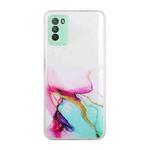 For Xiaomi Poco M3 Hollow Marble Pattern TPU Precise Hole Protective Case(Green)