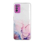 For Xiaomi Poco M3 Hollow Marble Pattern TPU Precise Hole Protective Case(Pink)