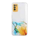 For Xiaomi Poco M3 Hollow Marble Pattern TPU Precise Hole Protective Case(Yellow)