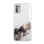 For Xiaomi Poco M3 Hollow Marble Pattern TPU Precise Hole Protective Case(Black)