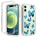 For iPhone 12 mini 2 in 1 High Transparent Painted Shockproof PC + TPU Protective Case (Blue Butterfly)