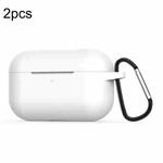 For Apple AirPods Pro 2pcs Wireless Earphone Silicone Protective Case with Hook(Arctic White)
