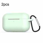 For Apple AirPods Pro 2pcs Wireless Earphone Silicone Protective Case with Hook(Aquamarine)