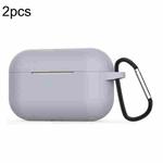 For Apple AirPods Pro 2pcs Wireless Earphone Silicone Protective Case with Hook(Rock Grey)